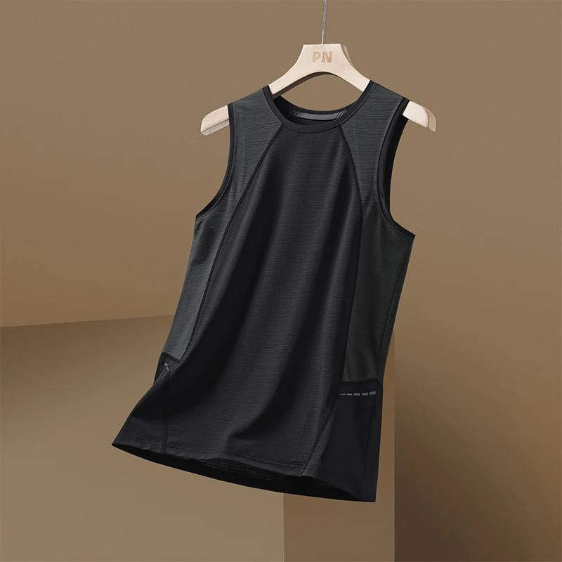 Short Sleeve Vest Men's For Summer Patchwork Black Red Tshirt GYM Tank Tops Tees Fashion Clothes Quick Drying y2k Men's clothing