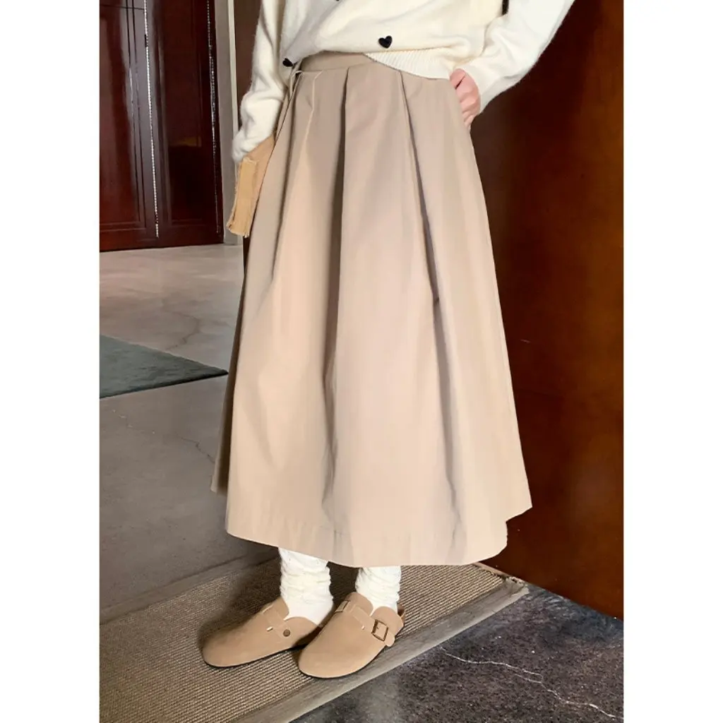 

Yier Women's Slim-Fit High Waist Mid-Length Elegant Skirt Loose All-Match Slimming Umbrella Skirt for Casual Wear