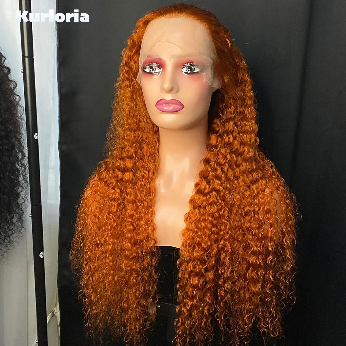 100% Human Hair 400 Density Deep Curly 13x4 13x6 HD Lace Front Wig Vibrant Orange Glueless Wear and Go Wig Pre-plucked
