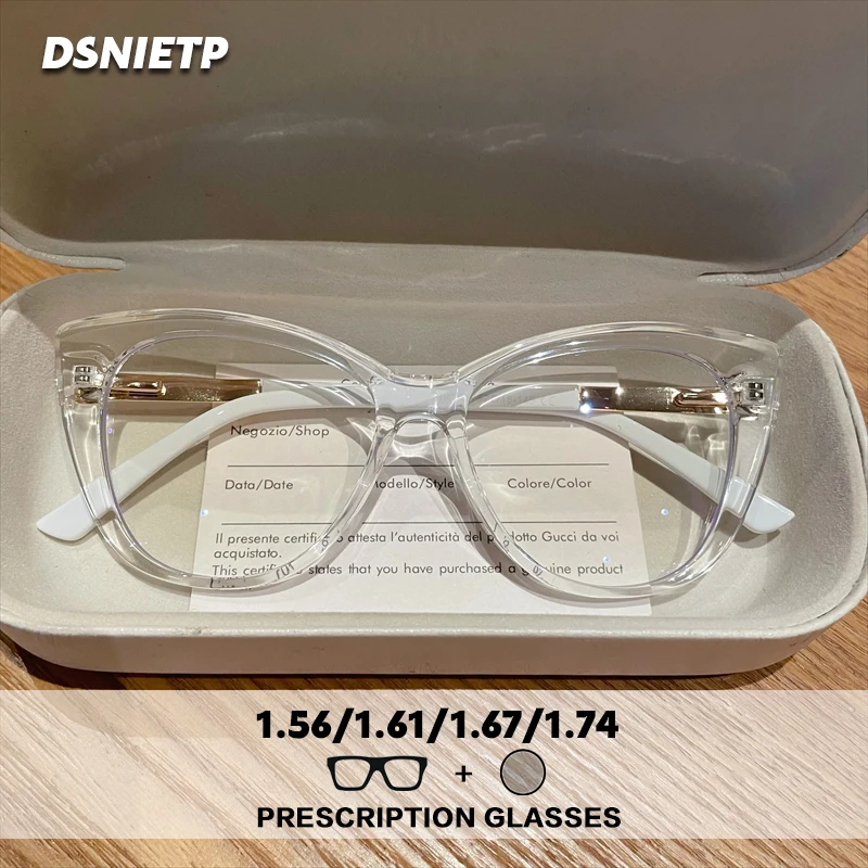 

ISLINO Anti Blue Light Prescription Glasses Women Cat Eye Progressive Photochromic Reading Glasses Myopia Hyperopia Eyewear