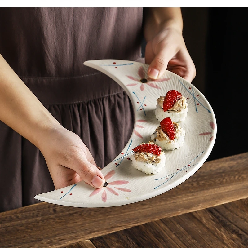 

12 Inch Painted Ceramic Sushi Cuisine Hotel Restaurant Sashimi Kitchen Tableware