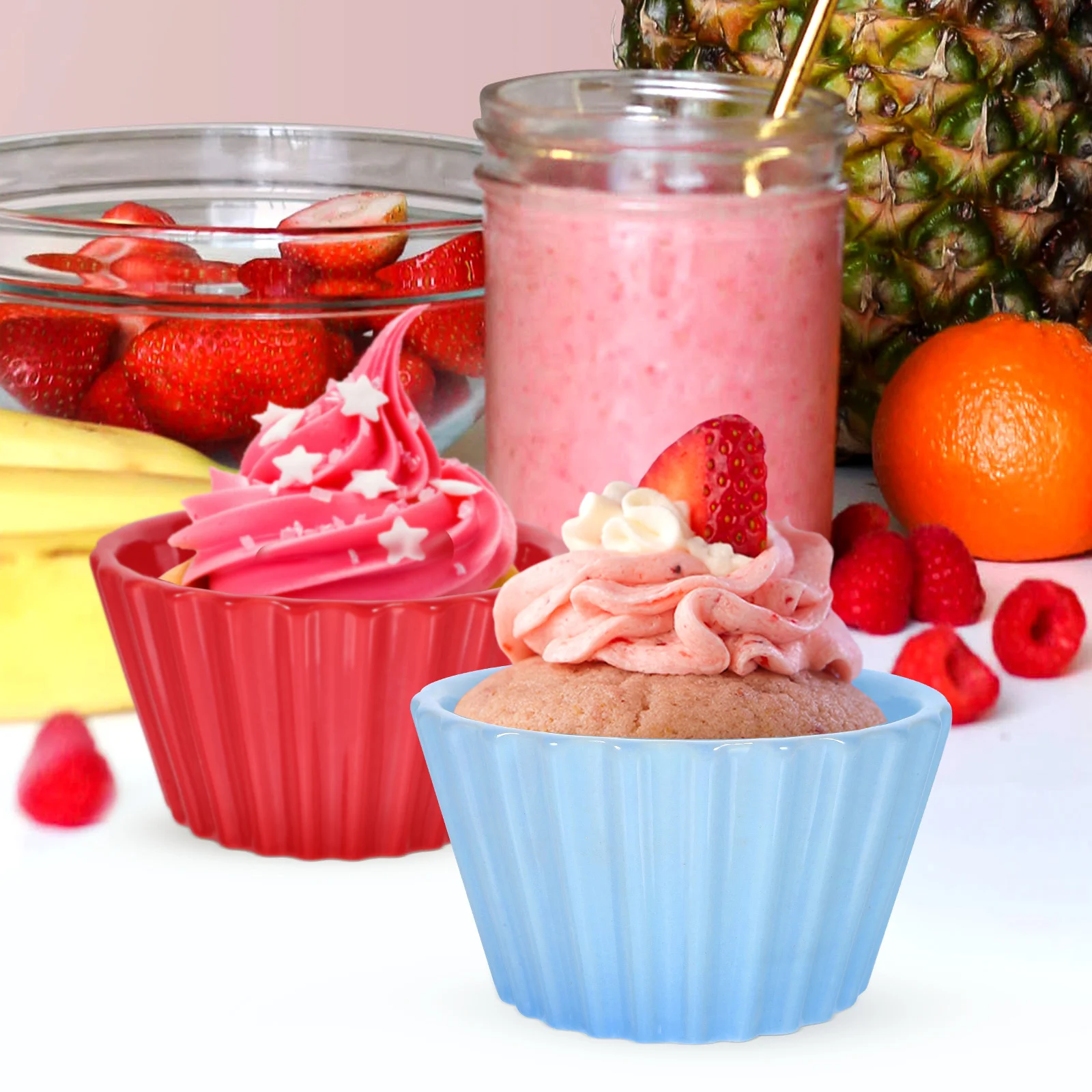 

2Pcs Small Ceramic Baking Bowls Oven Safe Ramekins for Pudding Desserts Baking Cups Easy to Clean Ceramic Ramekins