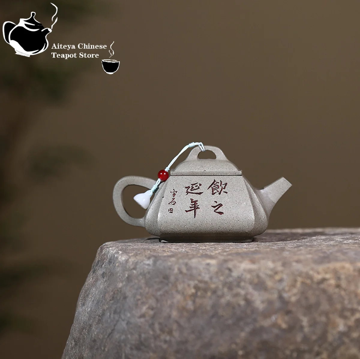 Yixing Yixing purple clay teapot, raw ore, grey section, mud, angular drawing, square kung fu tea set, Chinese teapot
