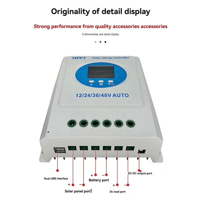 

AM-100A MPPT Solar Charge Controller 12V 24V 36V 48V Dual USB Withlcd Display Forlead Acid Lithium Battery Solar Panel A
