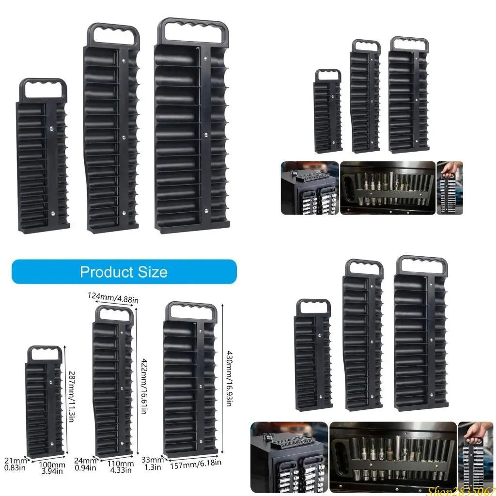 3Pieces Black Sockets Holder Tray voor efficiënte gereedschapsopslag 831F