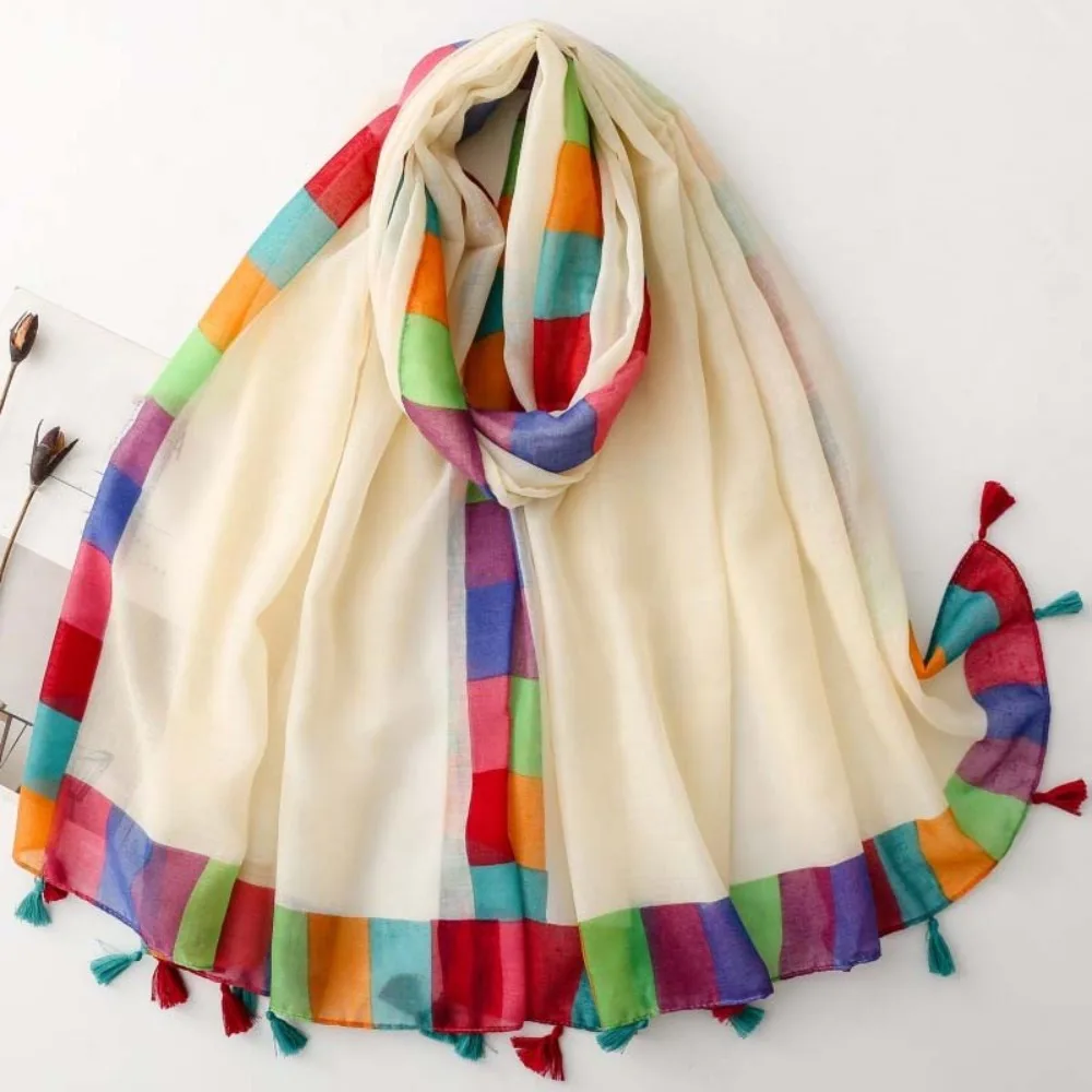 lenco-de-linho-com-borda-arco-Iris-e-franjas-xale-de-verao-colorido-leve-e-respiravel-envolvente-para-praia-feminino