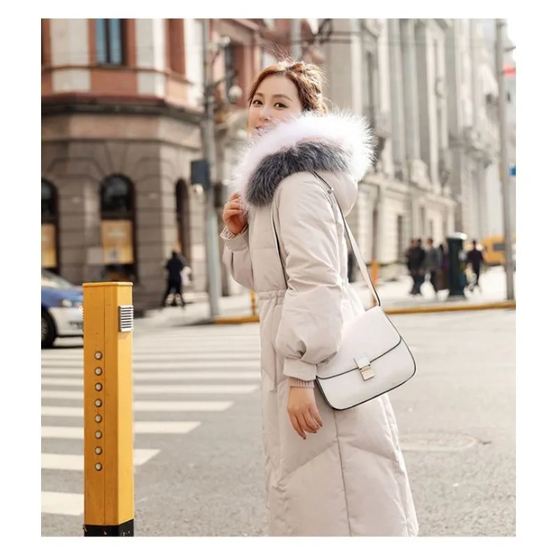 2023 New Women Cotton Coat Winter Jacket Female Warm Parkas Artificial Fur Collar Hooded Outwear Mid Length Version Overcoat