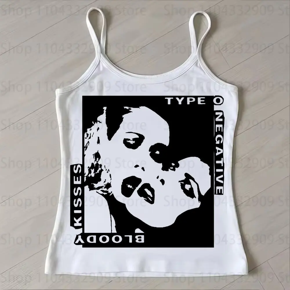Women Gothic Girls Night Print Cami Tank Top, Y2K Alt Sleeveless Spaghetti Strap Top Sexy Slim Fit Camisole Outerwear Layering