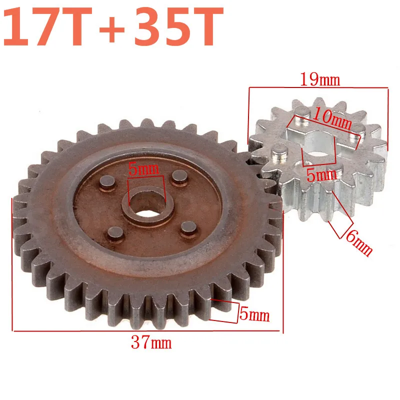 2Pcs 08033 Gear 1(35T) Gear 2(17T) HSP 1/10 Racing RC Car Hobby 4WD Monster Truck 94188 94108 TYRANNOSAURUS