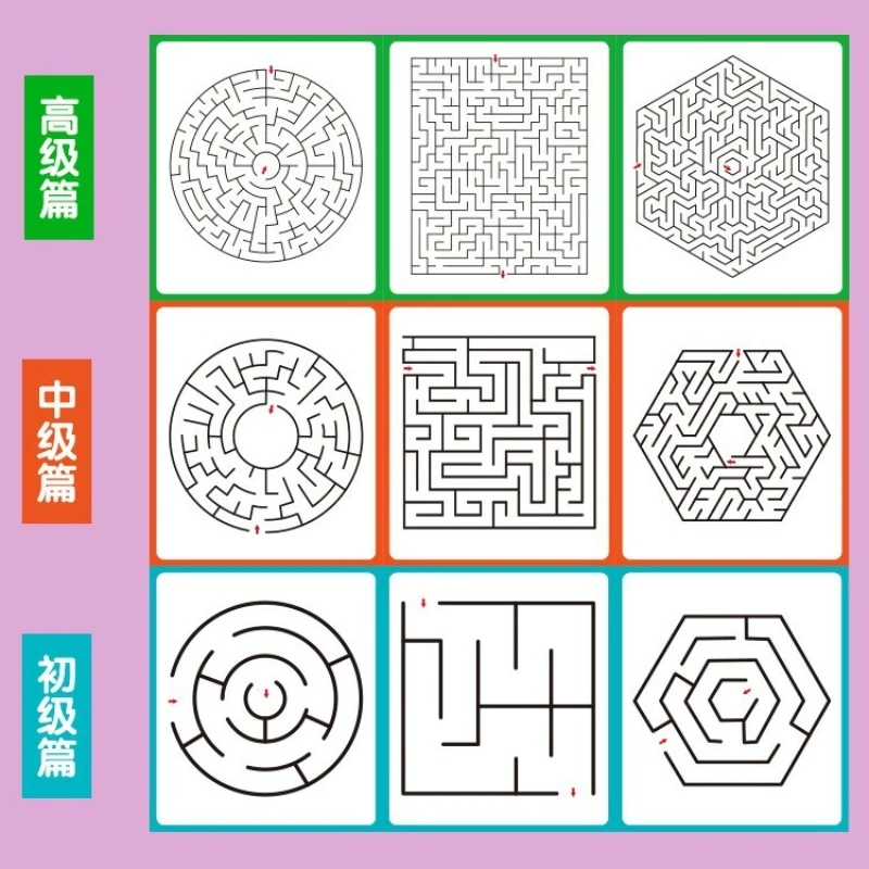 迷路トレーニングブック、4～10歳向け集中パズルブック、楽しい迷路ゲームブック、数独、数学的思考トレーニング