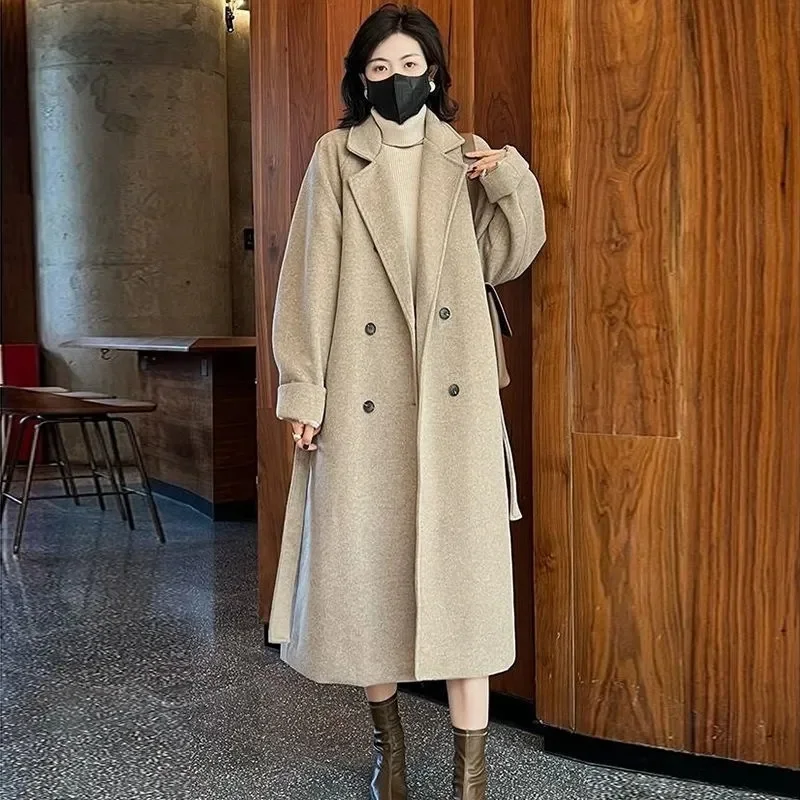 Woolen Coat Women's Mid Length 2024 Autumn/Winter New Korean Version Loose and Luxurious Popular Thickened Woolen Coat Trend WLF