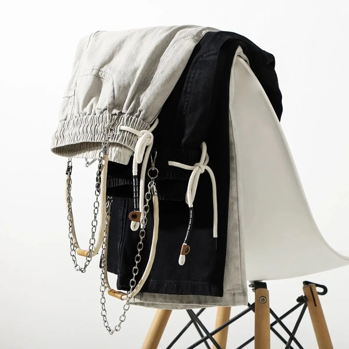 

Retro American Waed Men's Jeans Straight Leg Wide Leg Floor-Length Pants Youthful Vitali Sle Spring Autumn Season