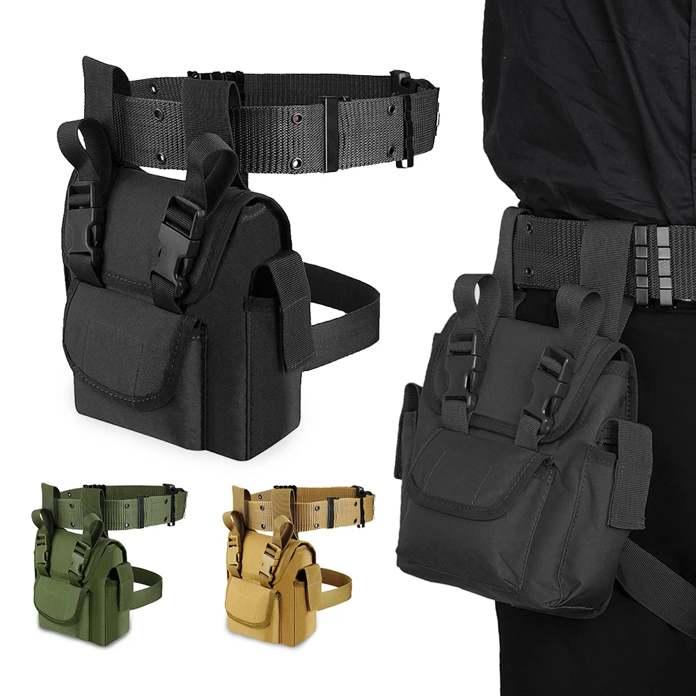 Drop Leg Bag Tactical Thigh Hip Bum Belt Bag Outdoor Molle Thigh Drop Pouch Hanging Fanny Pack for Hunting Camping Travel Hiking