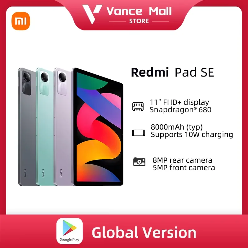 Global Version Xiaomi Redmi Pad SE Mi Tablet Snapdragon® 680 Quad speakers Dolby Atmos® 90Hz 11