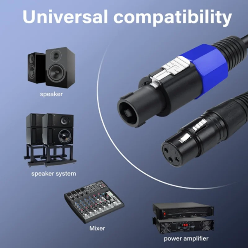 Audio Speak-On Male to 3 Pole XLR Male / Female Extension DJ PA Gig Stage Microphone Mic 3 Pin Connection Speakon to XLR Cable