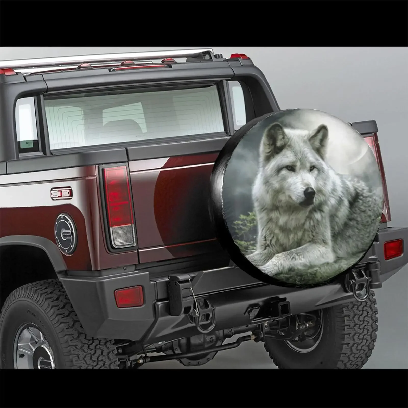 3D Wolf Animal Spare Tire Cover Waterproof Dustproof Sun Wheel Tire Cover For , Trailer,  SUV Vehicle Anime Tire Cover