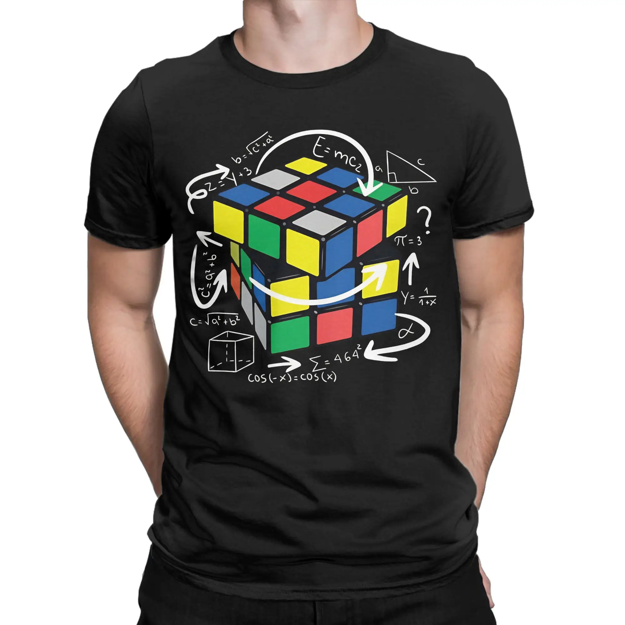 Casual Math Rubiks Cube T-Shirts for Men Crew Neck 100% Cotton T Shirts  Short Sleeve Tees Gift Tops