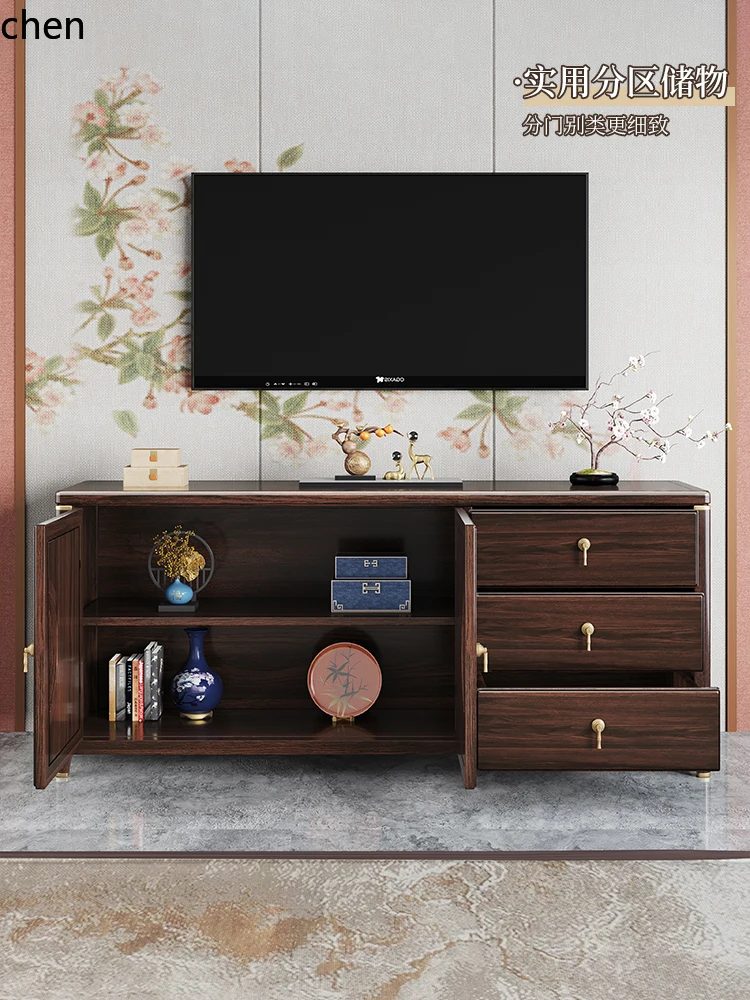 Solid Wood Bedroom TV Cabinet Purple Sandalwood Small Apartment Floor Cabinet TV Background Wall Cabinet