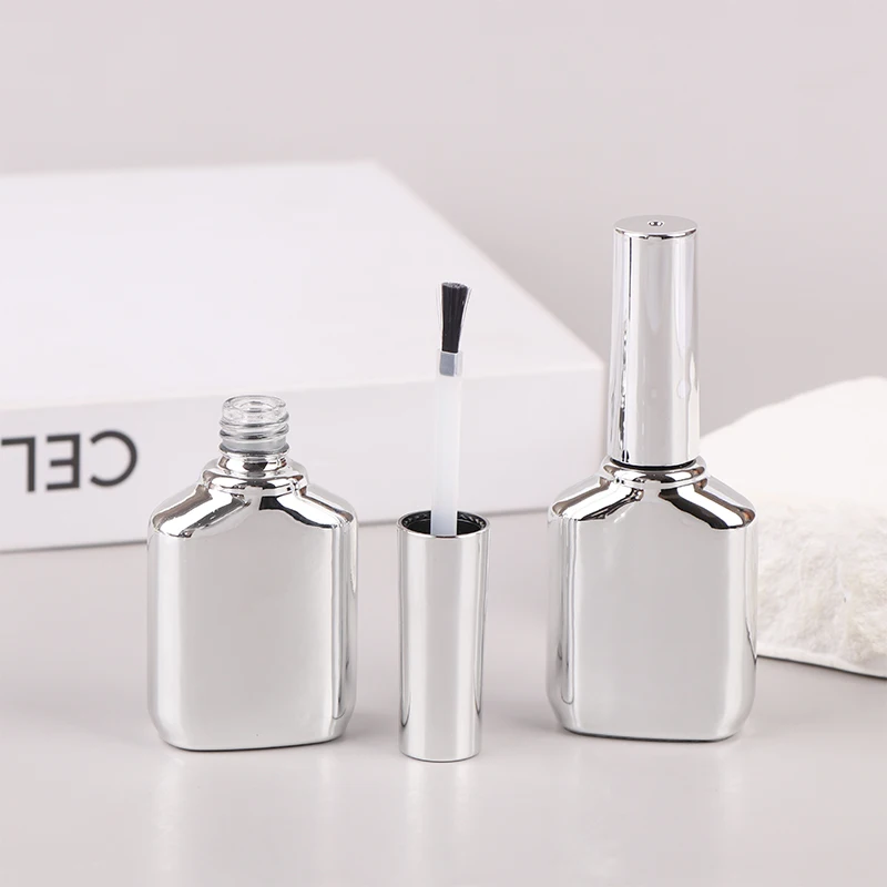 

Empty Nail Gel Glass 15ml Nail Polish Bottles Electroplated Silver Colors Nail Beauty Oil Packing Bottles Nail Gel Containers