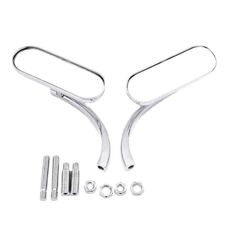  Side Mirror Pair with Curved Faces for Motorcycle Rearward Viewing