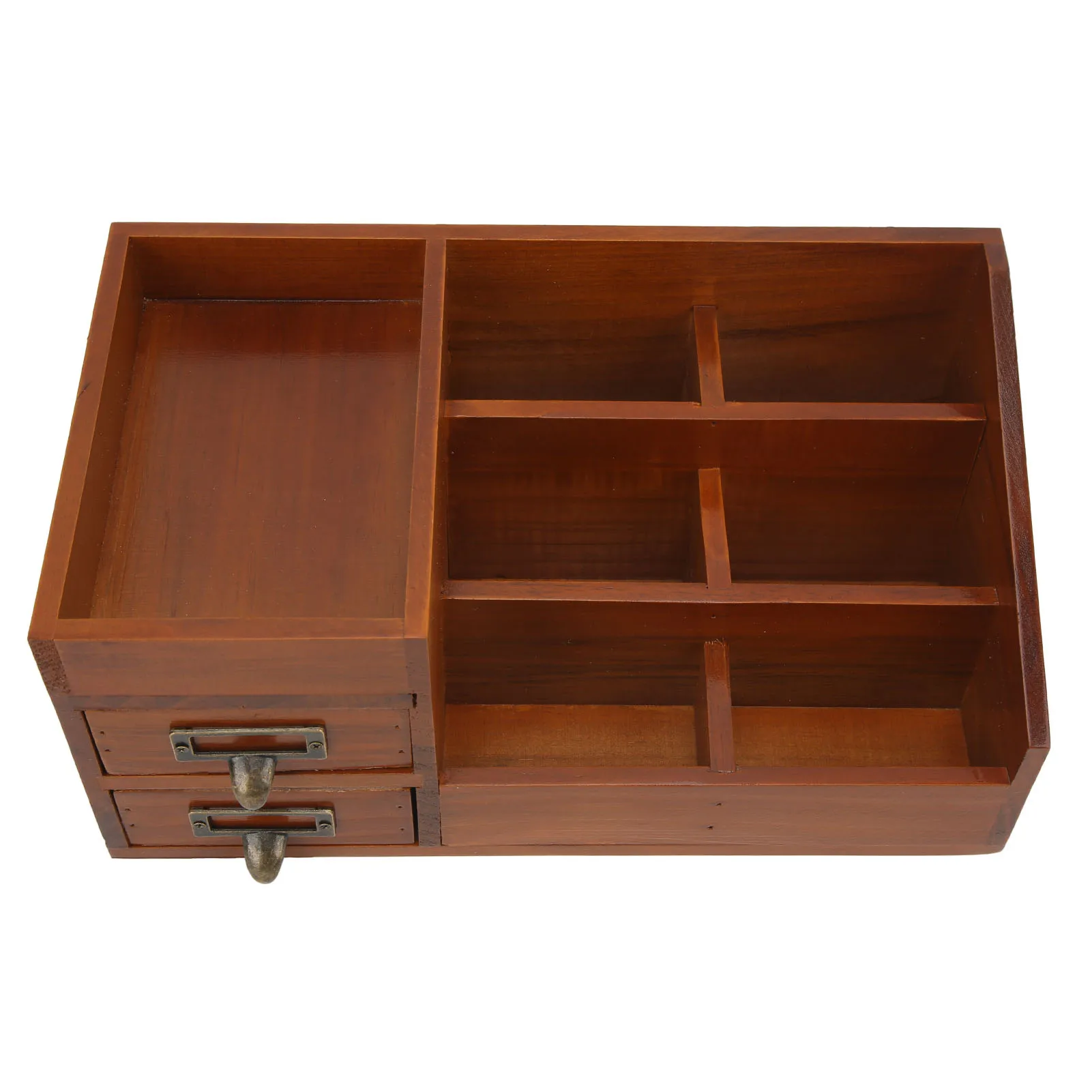 Wooden Makeup Organizer Antique Retro Multi Layer Wooden Storage Box Desk Cosmetic Drawer for Bedroom Dresser Coffee Table