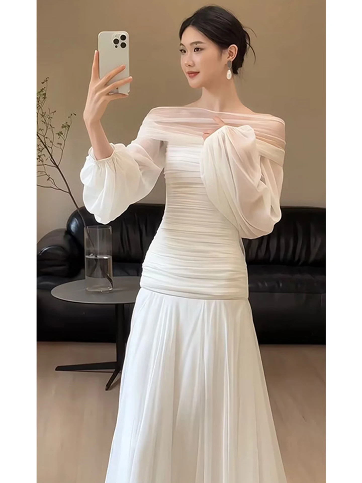 

Elegant Simple Wedding Dress Lightweight Bridal Gown for Engagement And Marriage Fashionable Long Skirt mid Waist Design