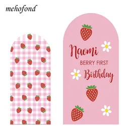 Mehofond Custom Berry First Strawberry Girls Birthday Covers Arch Background Baby Shower Party Decor Backdrop Photo Doubleside