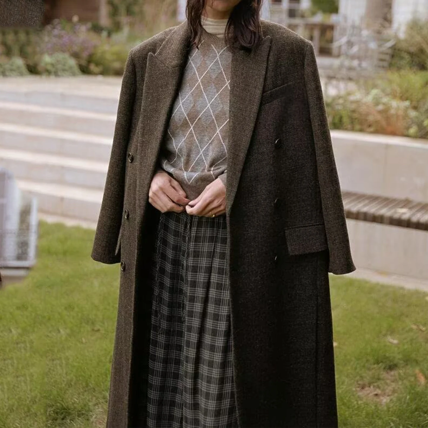 Plones Acampanados a Cuadros de Moda para Mujer Z, Estilo Casual, Ajuste Hoado, Temporada de Otoño, Cintura Alta, ...