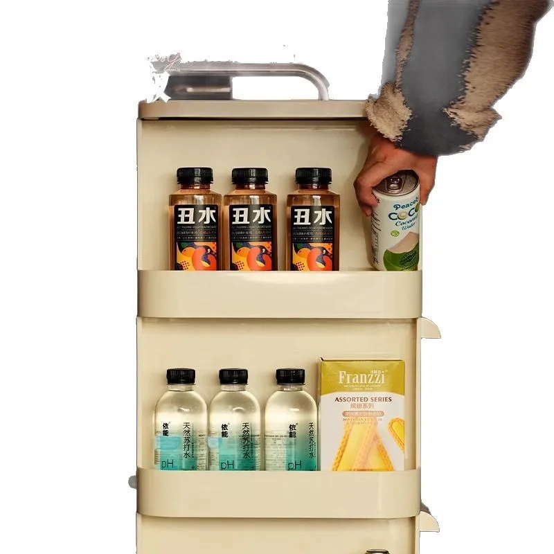 

Shelf removable trolley Cream wind living room multi-layer snack storage cabinet Children's toy storage trolley