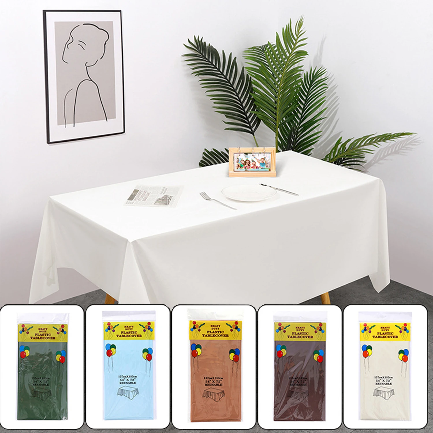 

Plastic Tablecloths Disposable Table Covers Party Tablecovers PEVA Coffee Table Cloths for BBQ Picnic Birthday Wedding Parties