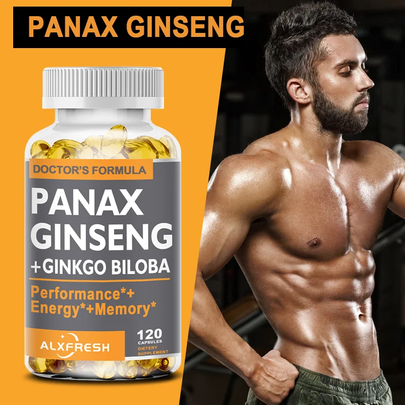 Alxfresh Korean Red Panax Ginseng Ginkgo Biloba Zinc Ashwagandha Capsules | Non-GMO Vegan | Nutrition Supplement