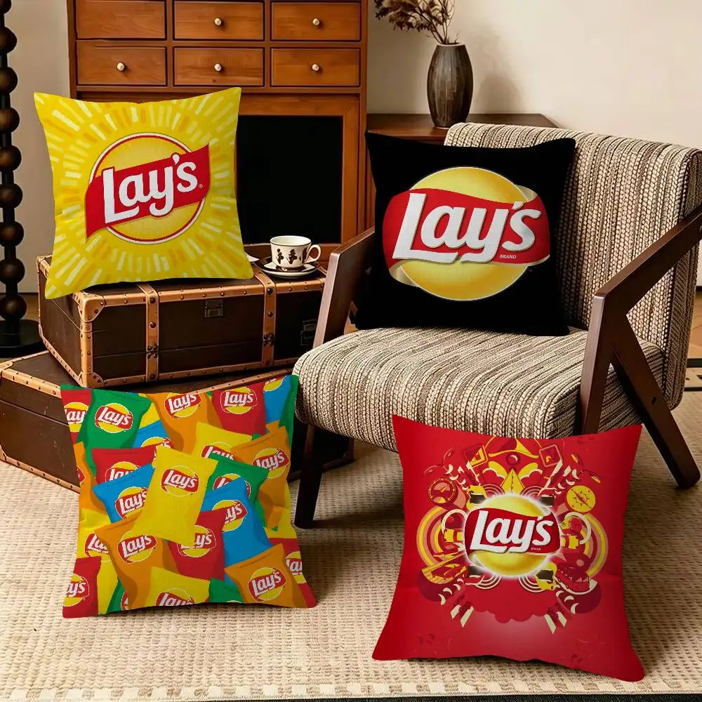 T-rending L-ay's Fun Food   Pillow Gift Home Office Decoration Bedroom Sofa Car Cushion Cover case 45x45