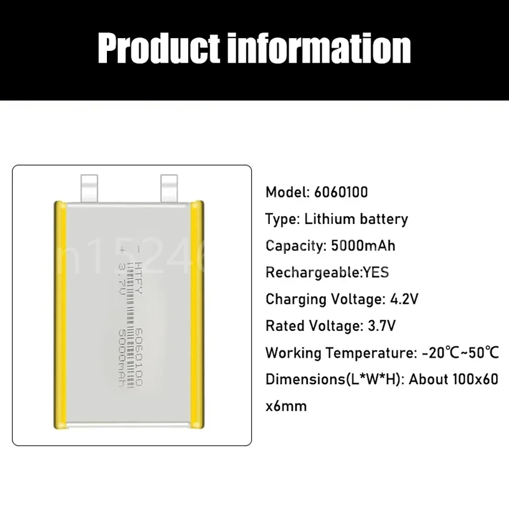 Batterie aste en lithium polymère pour GPS, PSP, DVD, PAD, tachographe, banque d'alimentation, haut-parleur, budgétaire, 3.7V, 5000mAh, 6060100, veFuchsia