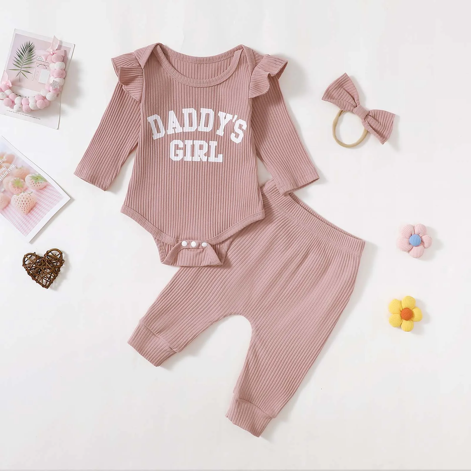 

4 Month Old Baby Girl Baby Girls Comfortable And Breathable Set Cute Letter Print Top Pants Hairband Kids Leotards for Ballet