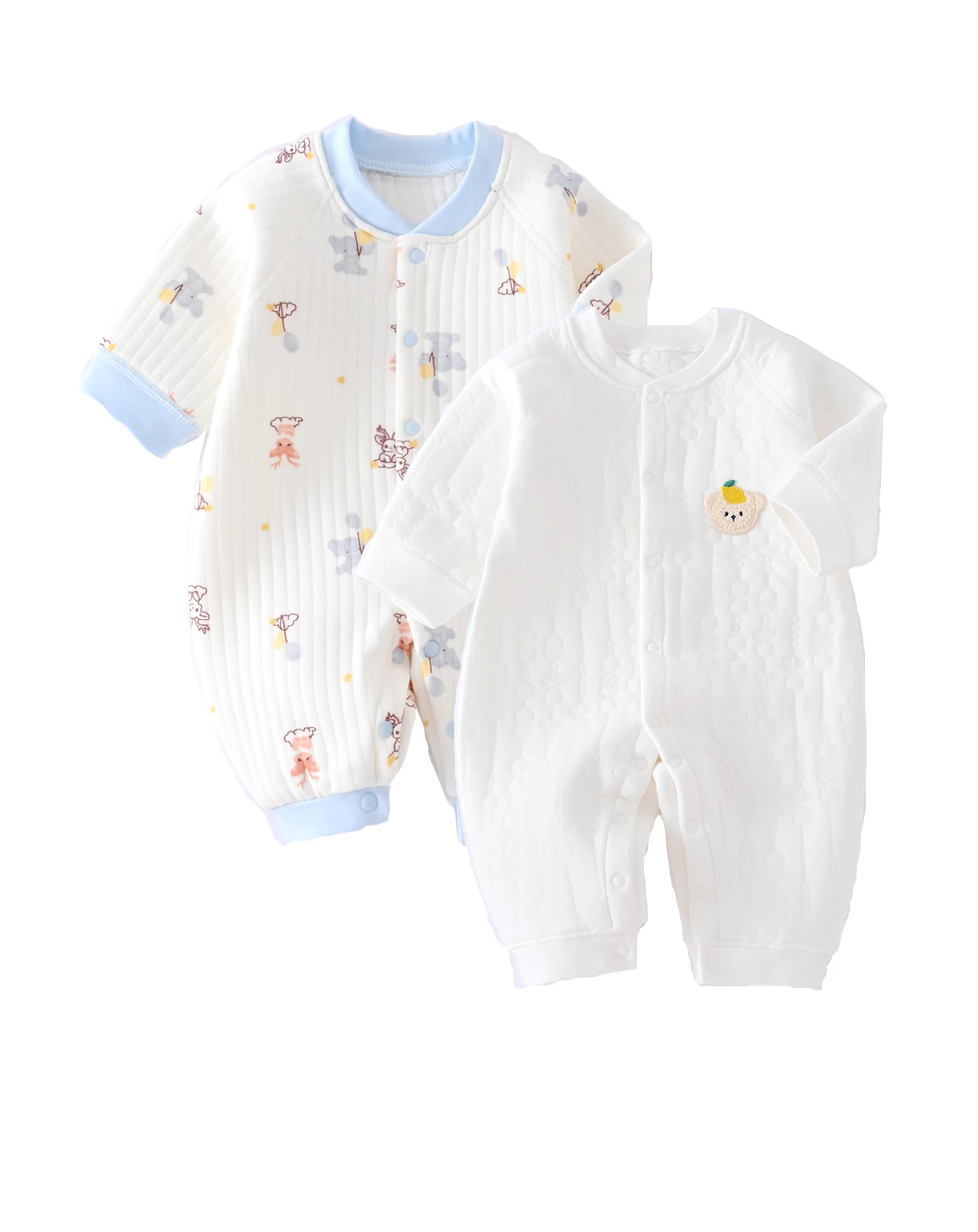 Somenie Newborn Knit Bodysuit, Baby Long Sleeve Button Solid Jumpsuit, Infant Boys and Girls Romper Clothes, Baby Home Outfit