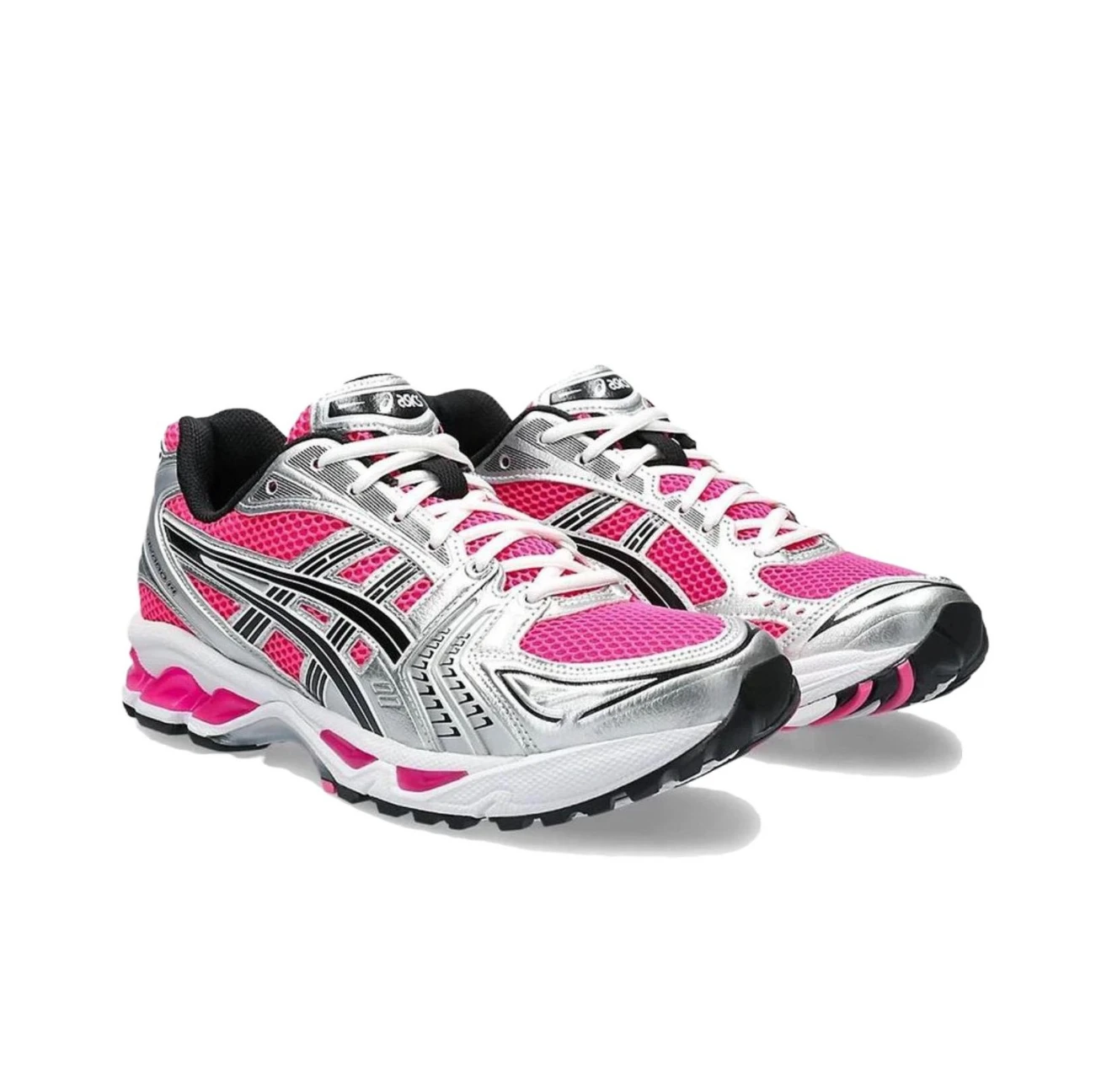 Asics Gel-Kayano 14 Zapatillas para correr bajas con cordones y punta redonda, antideslizantes, unisex, color plateado y rosa