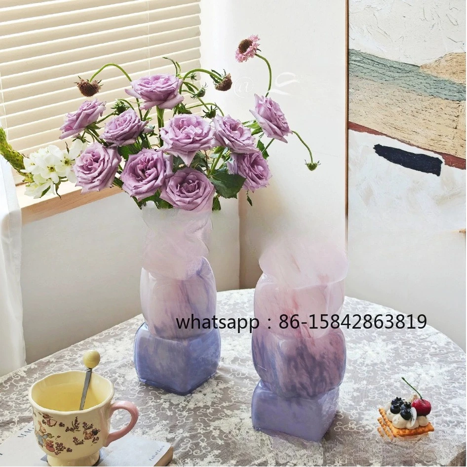 Creative Glass Vase Medieval Cream Style Home Living Room Desktop Island High-end Art Flower Ornament