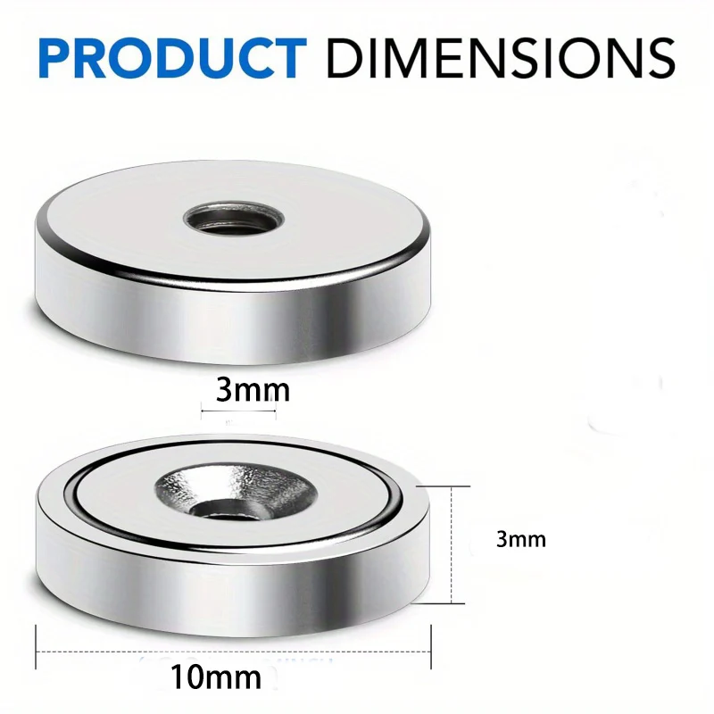 20/50 قطعة 10x3 مللي متر و 10x4 مللي متر مغناطيس مع فتحة مركزية 3 مللي متر ، مغناطيس تركيب غاطسة لتثبيت المسمار في الروبوتات والآلات