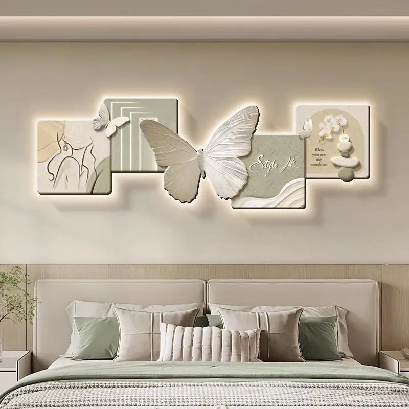 Square light luxury sofa background wall painting light with light ambience light hanging picture high-grade LED light hanging p