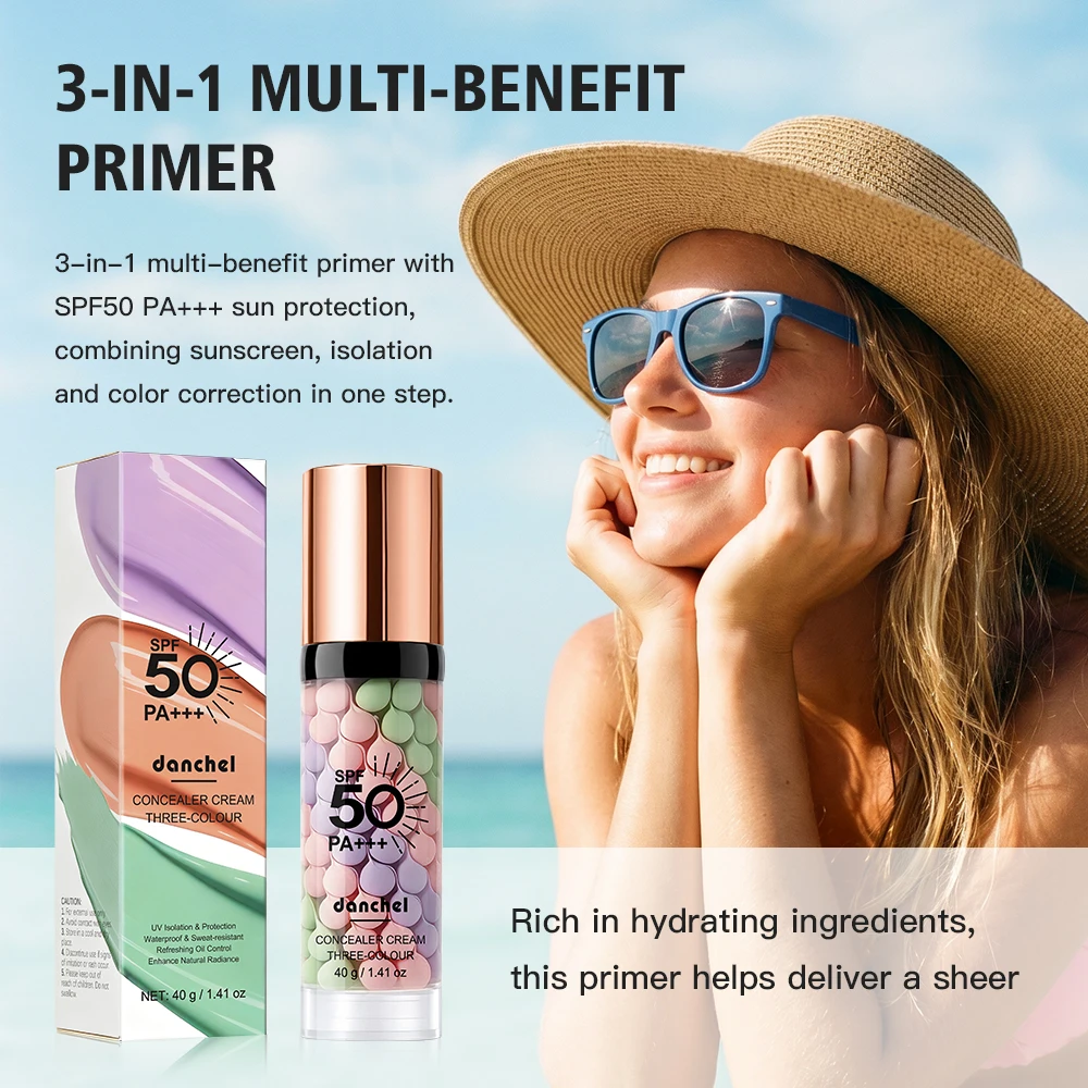 SPF 50 Primer for Face Before Makeup Sun 3 In 1 Color Corrector Face Primer Oil Control & Moisturizing Skin Tone Correcting
