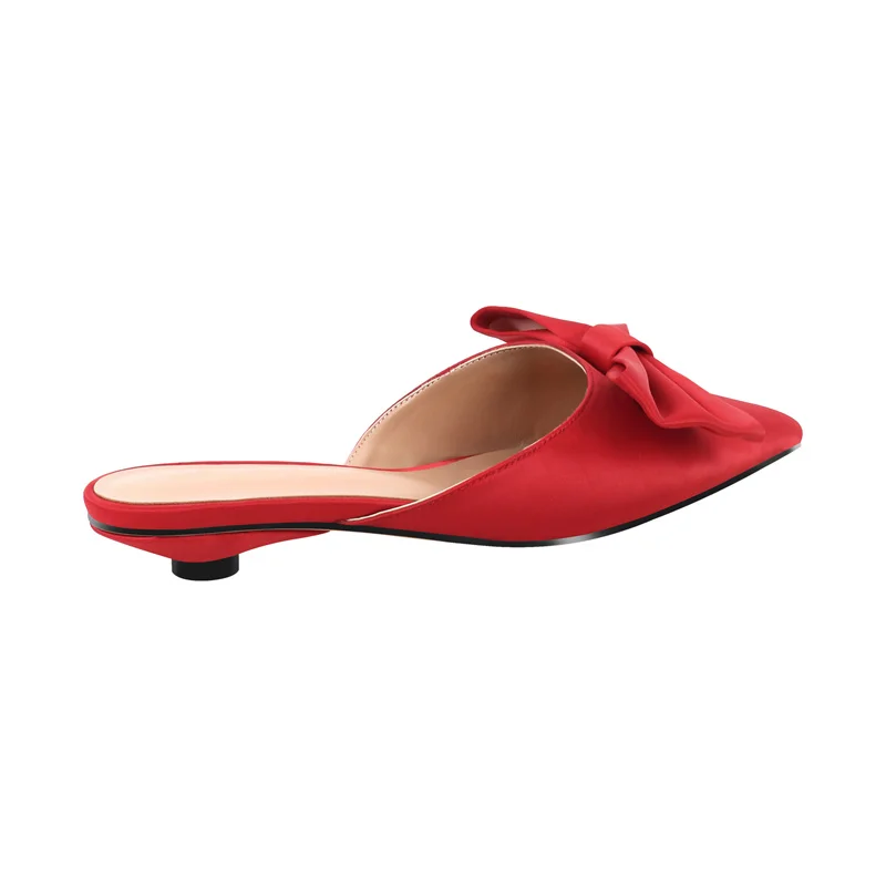 Onlymake Women Mules Pointed Toe Butterfly-knot Plus Size Shoes