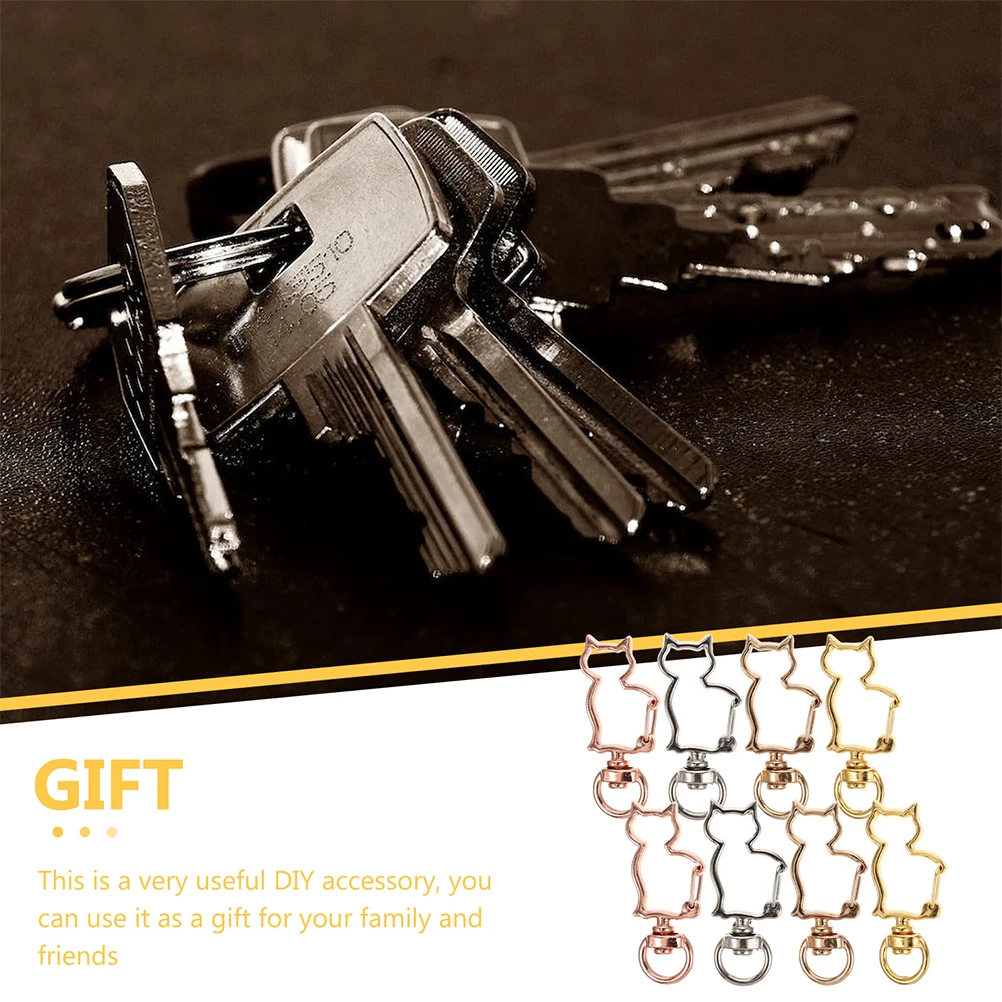 

20pcs Cat Hooks Alloy Keychain Clips DIY Jewelry Accessories Spring Buckles Key Ring Parts Lanyard Hanging Crafts