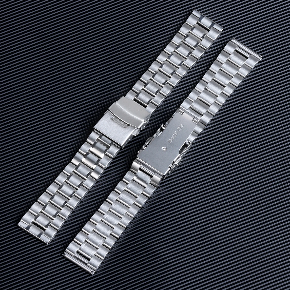 Curved End Stainless Steel Strap Metal Luxury Bracelet SKX007 Arc Watchbands 18mm 20mm 22mm 24mm Accessories