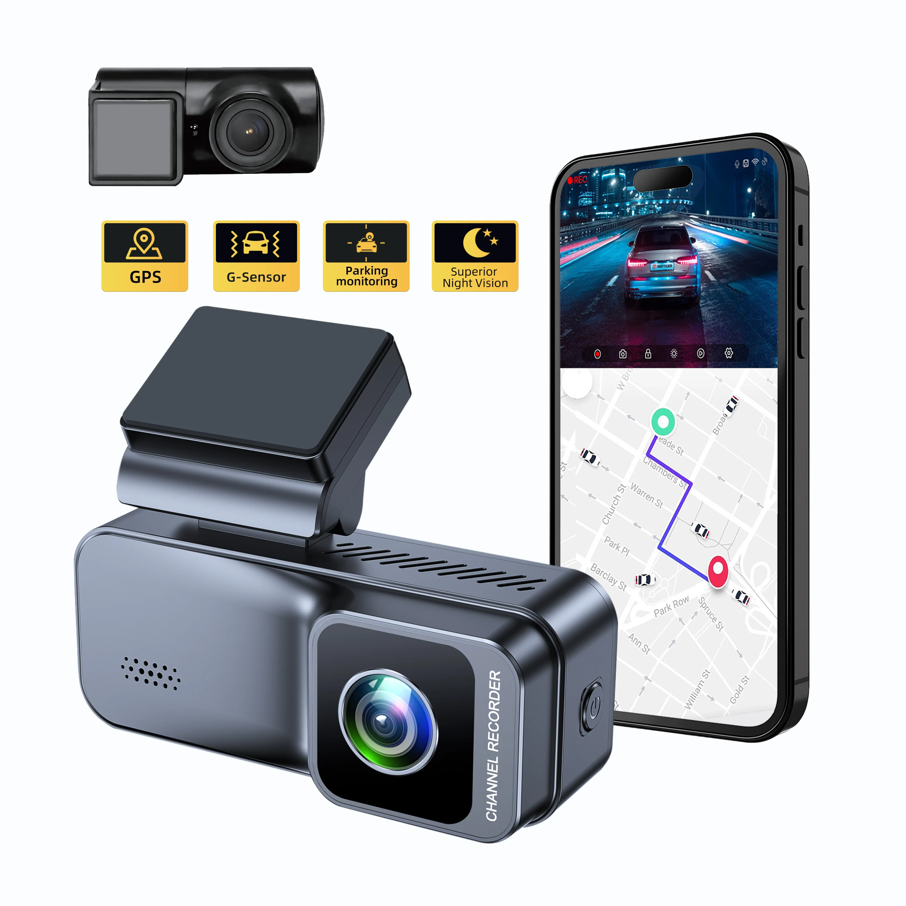 

AHD Dual Lens Camera 3.2 Inch IPS LCD with 2k + 1080P Dashboard Cam Global Positioning System Tracking and Speed Private Car