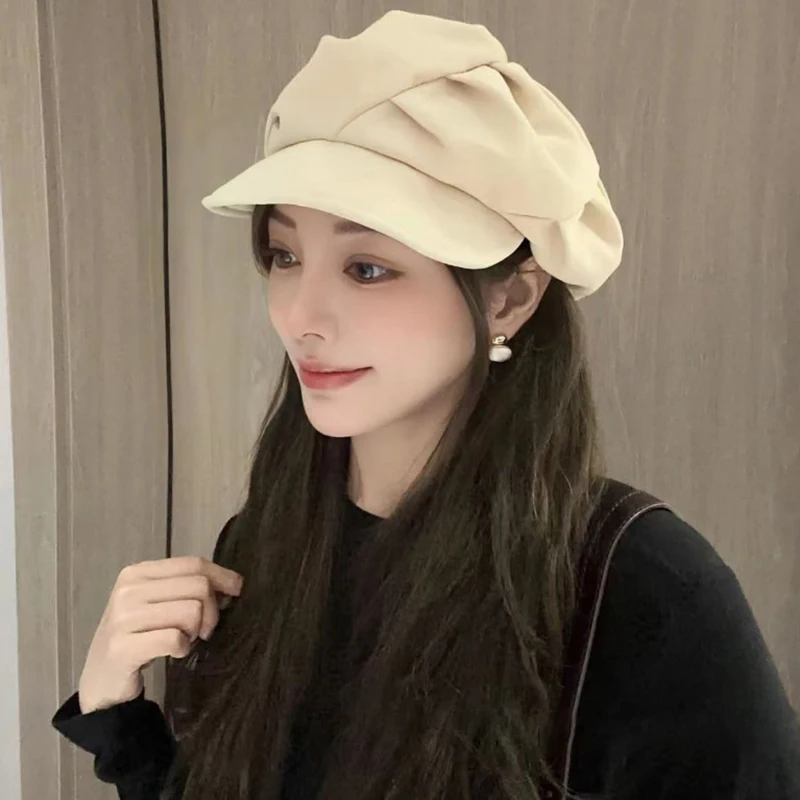 1Pieces Octagonal Beret Hats Wool Newsboy Hat Women Cloud Street Brim Cap Outdoor Berets Caps Mountaineering Hat
