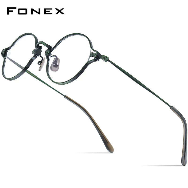 

FONEX Pure Titanium Eyeglasses Frame Men 2023 New Retro Grace Round Glasses Women Eyewear KMN-188