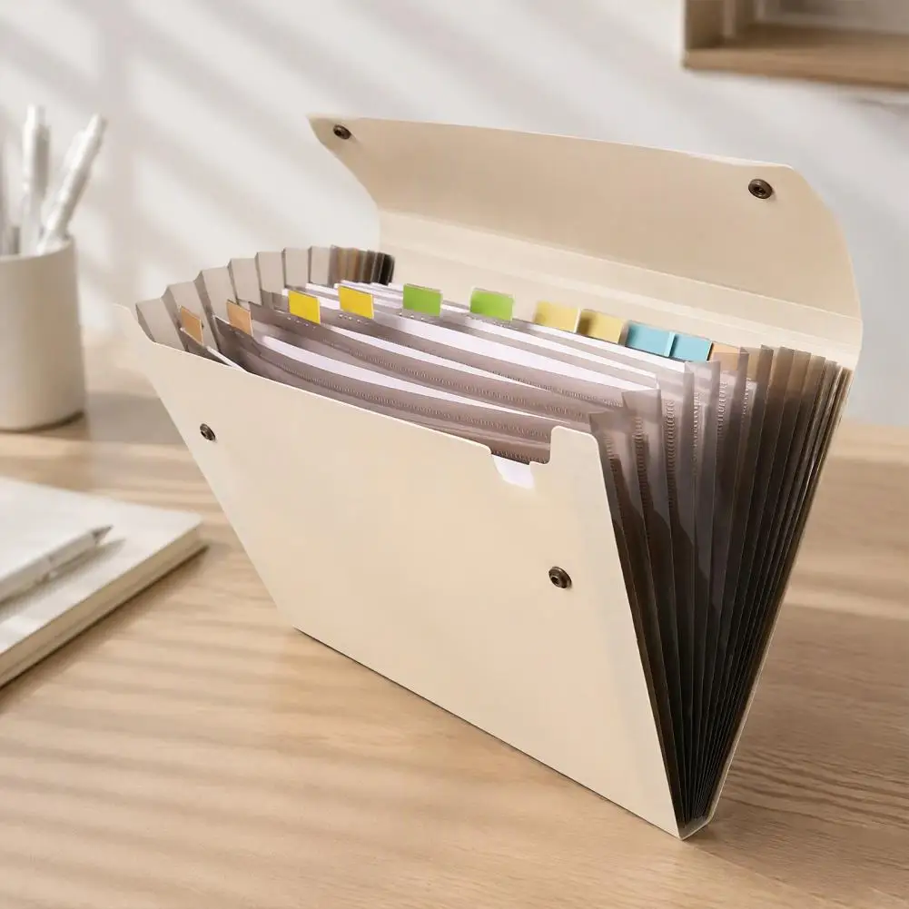 Office Receipt Sorter Expanding File Folder Organizer with 13 Pockets Portable Accordion Document Holder A4 Size for Office