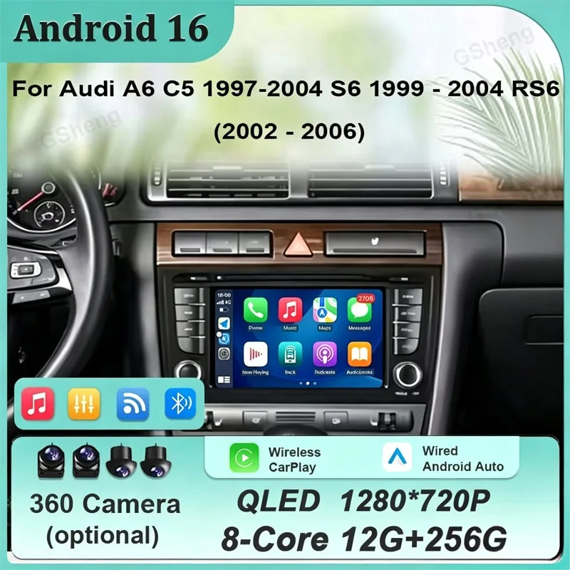 For Audi A6 C5 1997‑2004 S6 1999‑2004 RS6 2002‑2006 Car Radio Multimedia Player 7