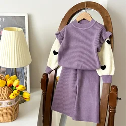 Autumn Baby Girls Fashion Sweater Knitwear + Knitted Pants 2 Pcs Sets Kids Cotton Clothes Toddler Girls Pullovers Outerwear Coat