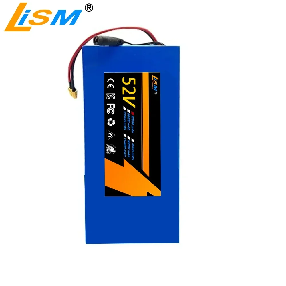 52V 14S5P 60000mah 18650 Rechargeable Lithium Battery Pack with Built-in BMSSuitable Electric Bicycle Unicycle Skateboard